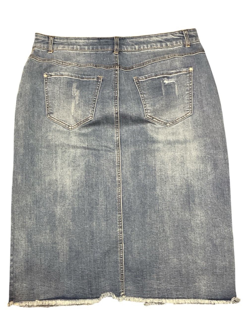 Cato Distressed Blue Denim Midi Skirt - Picture 3 of 8